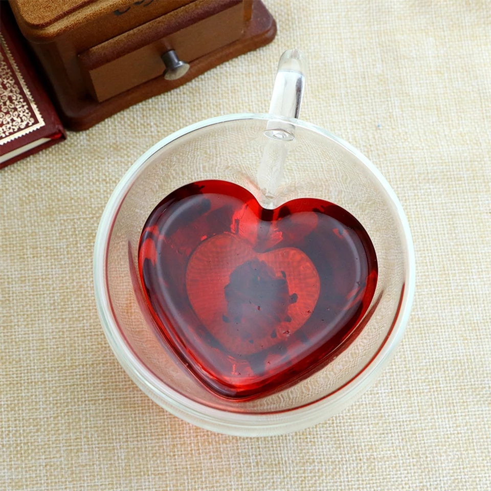 Чашка с двойными стенками (двойным дном) сердце ML 180 мл (H180)