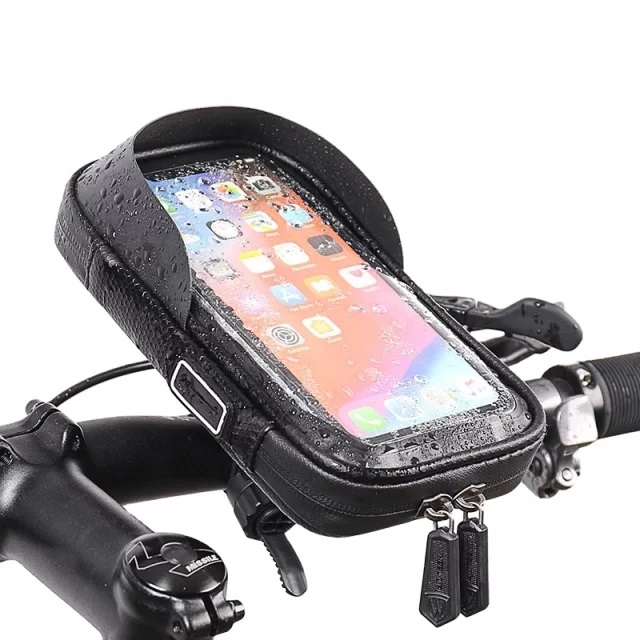 Чехол-кейс для телефона на руль велосипеда водонепроницаемый универсальный поворотный 360 ° 6,4 дюйма черный ML (СHV653)