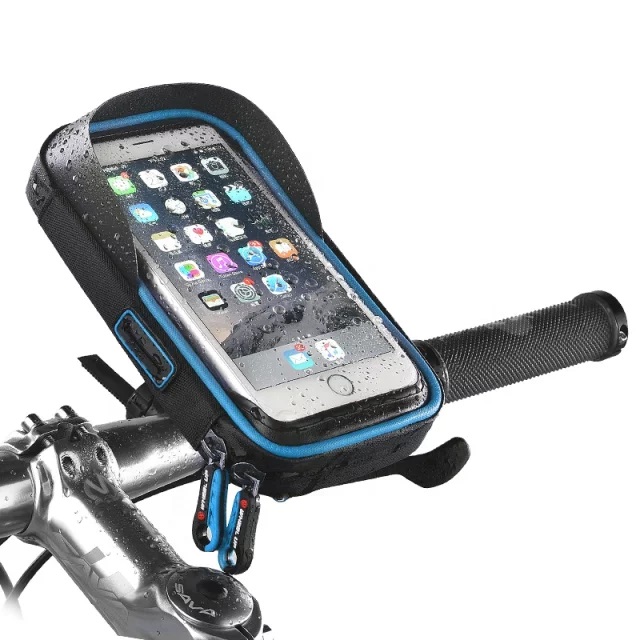 Чехол-кейс для телефона на руль велосипеда водонепроницаемый универсальный поворотный 360 ° 6,4 дюйма синий ML (СHV653)