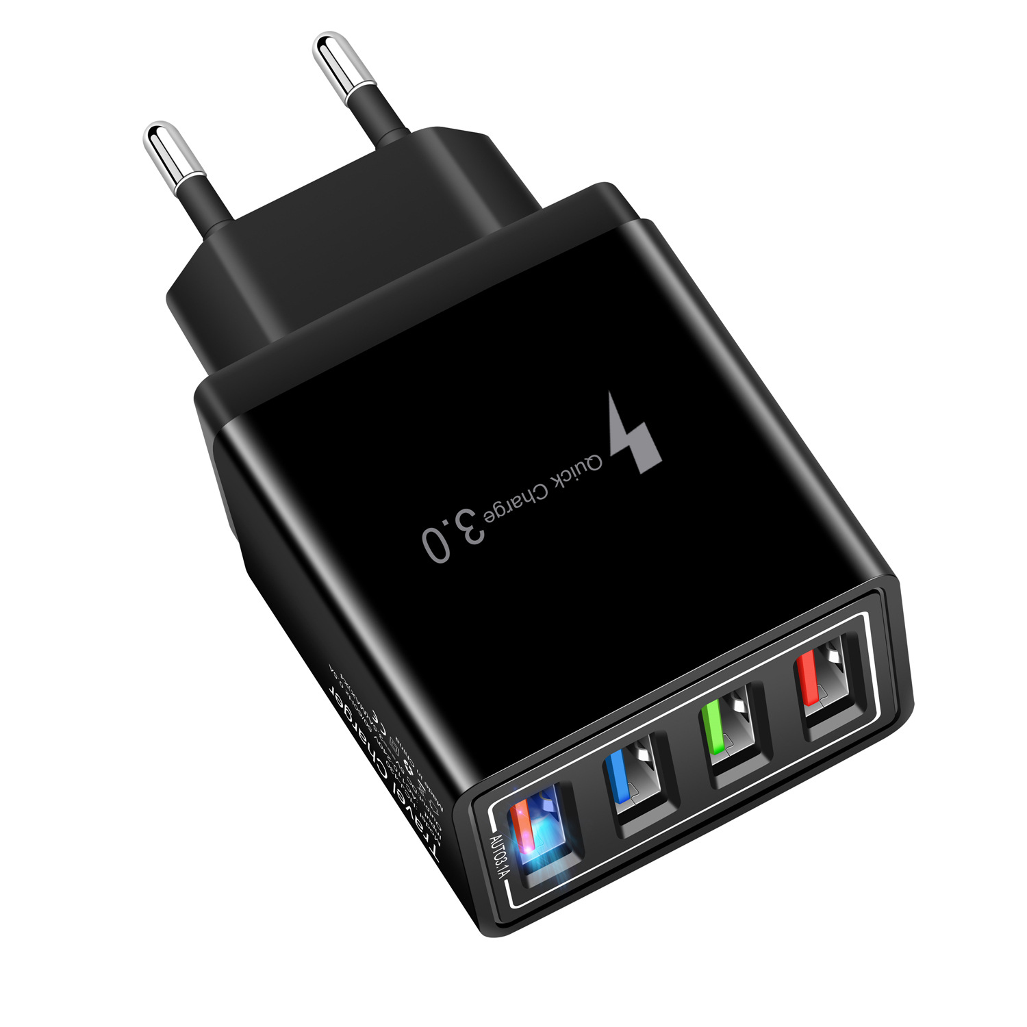 Сетевое Зарядное Устройство - Блок Питания QC 3.0 на 4-USB Порта для зарядки телефона, смартфона, планшета черный  ML (ML023)