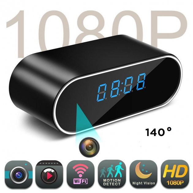 Мини IP камера-часы WiFi H.264-1080P, 90°/150° cкрытая с датчиком движения, ночной съемкой, аккумулятором (ML051)
