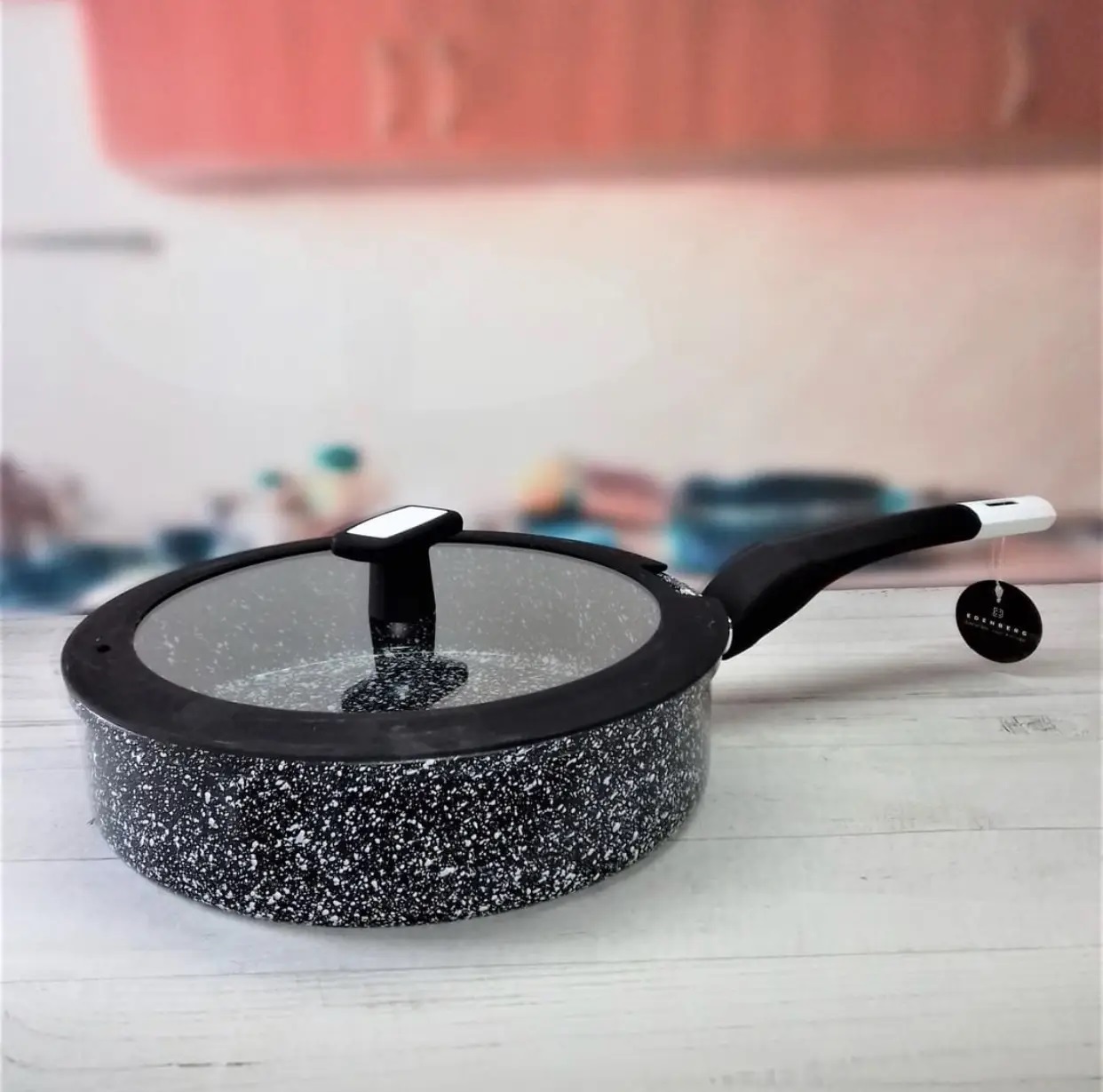 Сковорода глубокая 24 см с крышкой и гранитным антипригарным покрытием Edenberg (EB-3323)