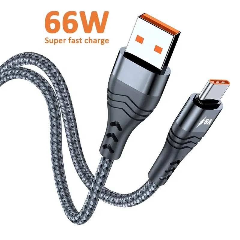 Кабель USB Type-C 66W 1м 6А Fast Charging для зарядки телефона, смартфона, планшете с передачей данных