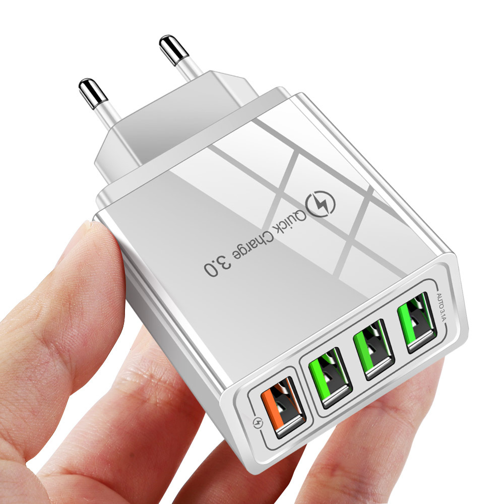 Сетевое Зарядное Устройство 6.2А - Блок Питания QC 3.0 быстрая зарядка на 4-USB Порта для зарядки телефона, смартфона, планшета белый ML (ML022-2)