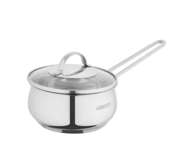 Ковш со стеклянной крышкой ARDESTO Gemini Liguria, 1.3л, нержавеющая сталь AR4313GB